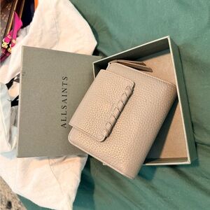 All Saints Taupe Leather Wallet